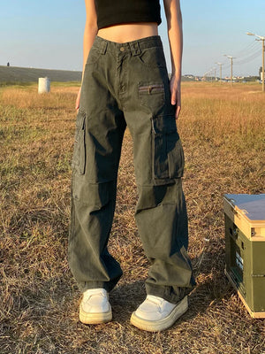 Y2k Women's Solid Color Cargo Pants - fashionupstore1