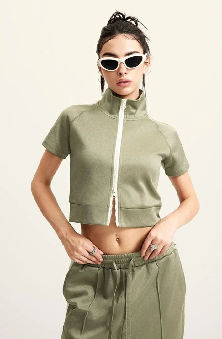 Y2k Women's Zip-up Crop Top - fashionupstore1