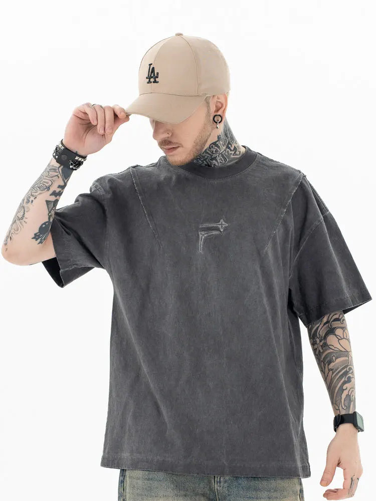 Y2k Retro Washed Embroidery T-shirt - fashionupstore1