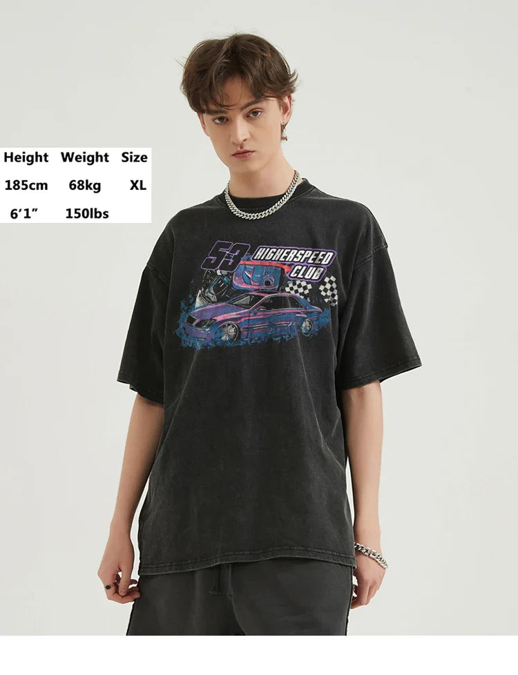 Y2k Loose Higher Speed Racing Club T-shirt - fashionupstore1