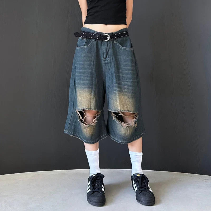 Y2K Ripped Baggy Jorts - fashionupstore1