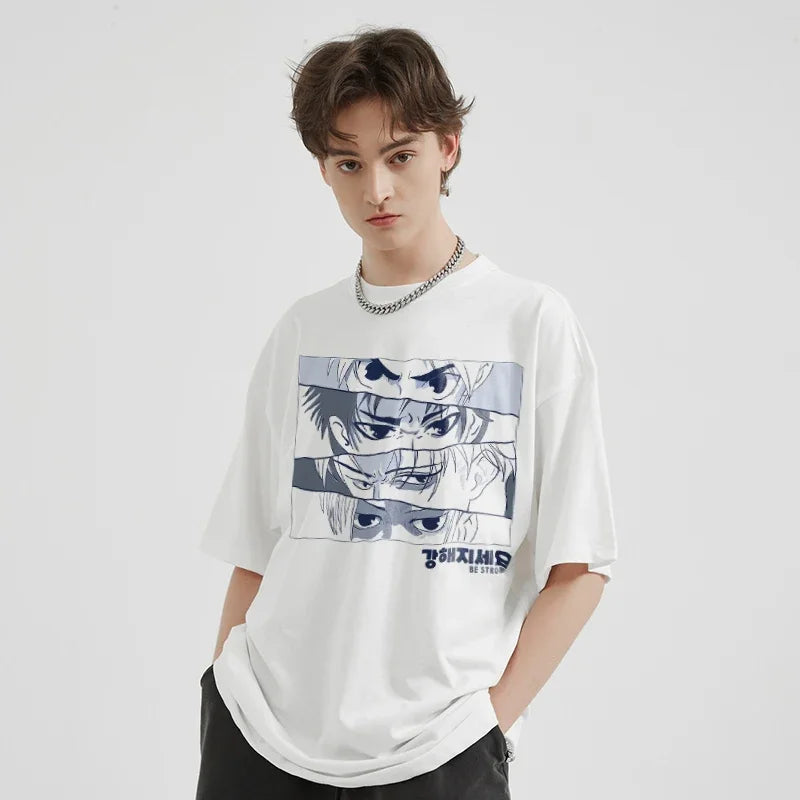 Y2k Loose Anime Eyes Graphic T-shirt - fashionupstore1