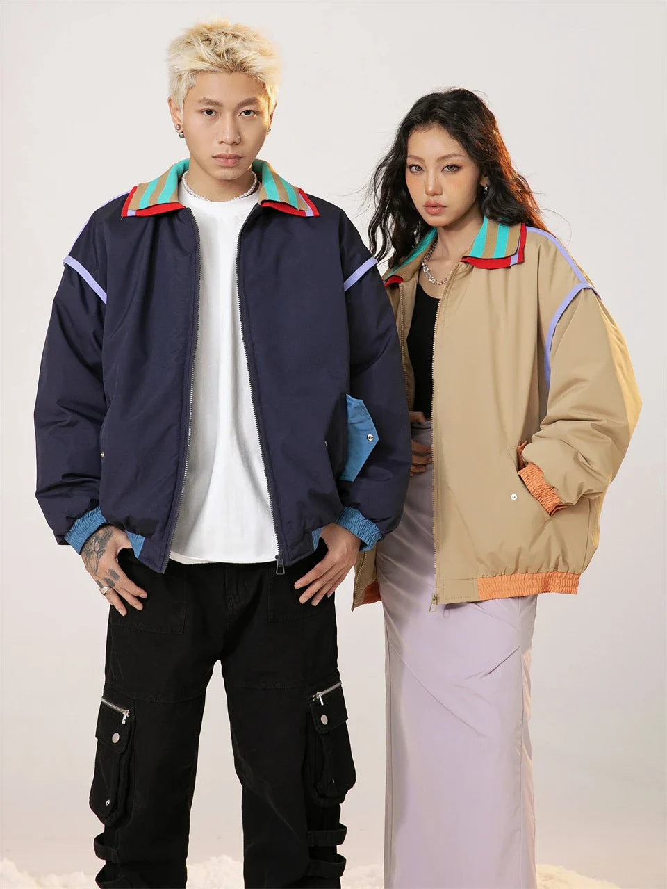 Y2k Vintage Strips Windbreaker Jacket - fashionupstore1