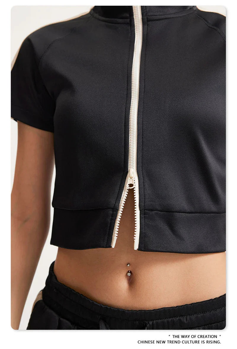 Y2k Women's Zip-up Crop Top - fashionupstore1