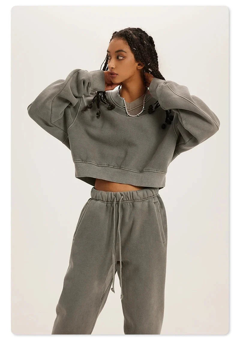 Women's Fleece Cropped Sweatshirt - fashionupstore1