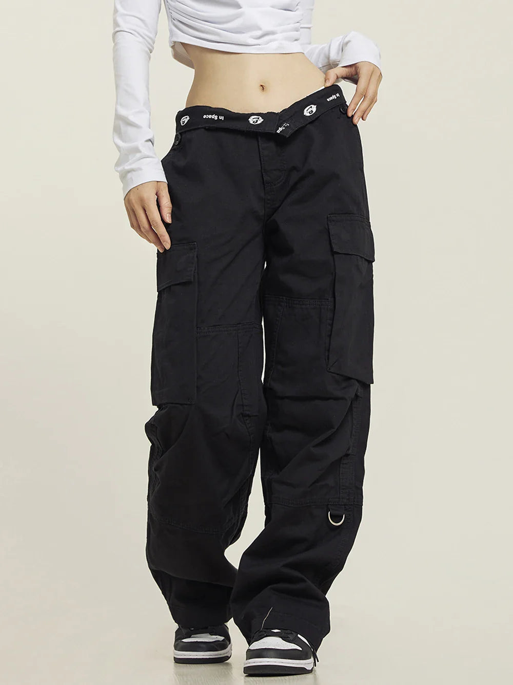 Y2k Baggy Turned-down Cargo Pants - fashionupstore1