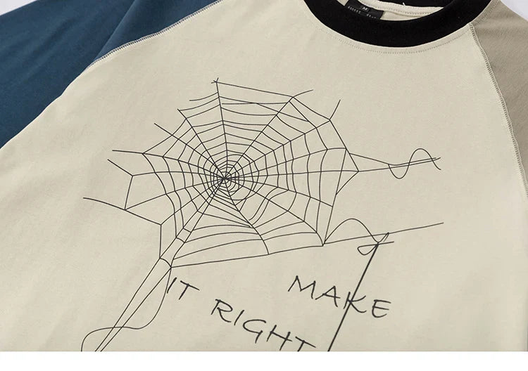 "Make It Right" Spider Web Graphic T-shirt - fashionupstore1