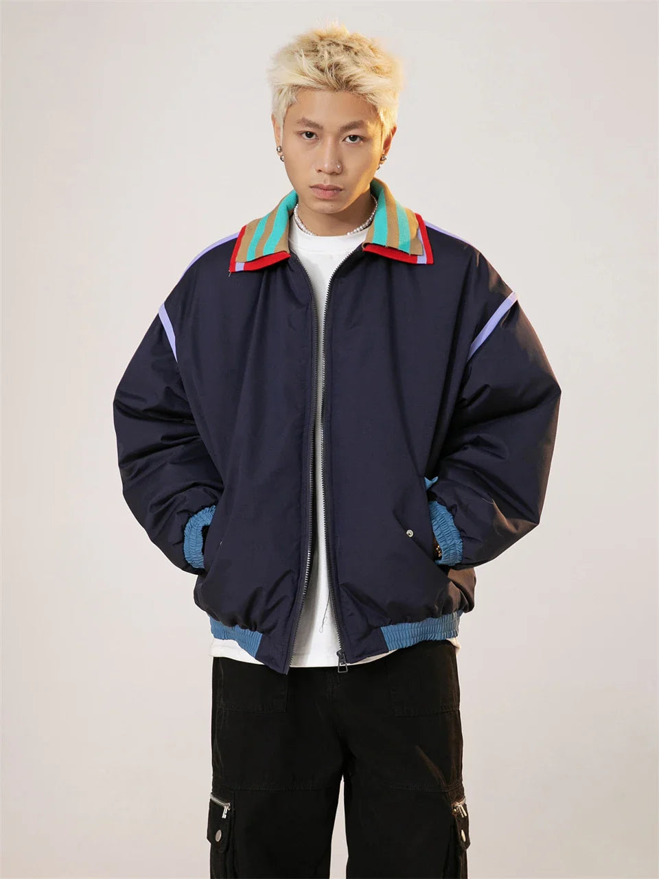 Y2k Vintage Strips Windbreaker Jacket - fashionupstore1