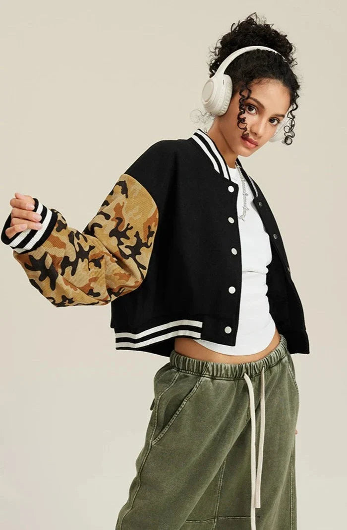 Women's Camouflage Varsity Jacket - fashionupstore1