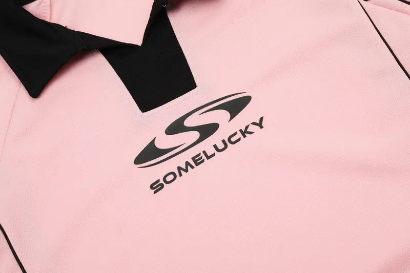 "Some Lucky" Printed Sports Polo T-shirt - fashionupstore1