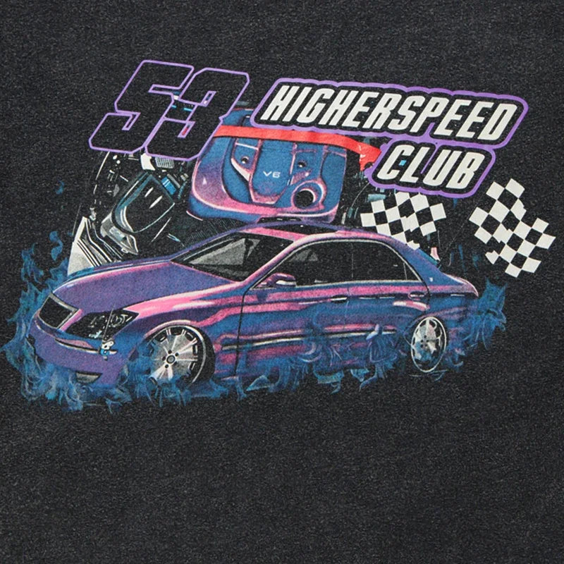 Y2k Loose Higher Speed Racing Club T-shirt - fashionupstore1