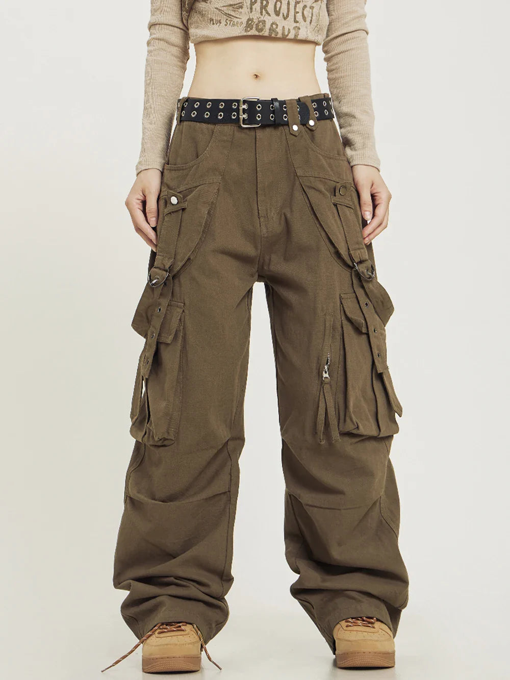 Y2k Vintage Spliced Cargo Pants - fashionupstore1