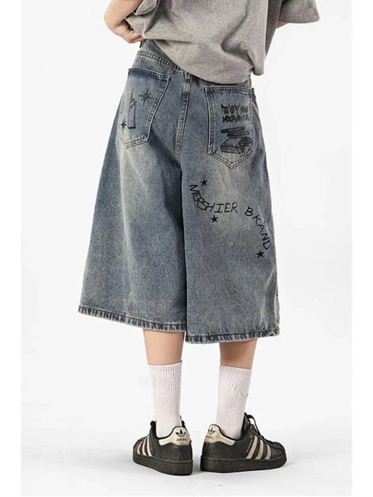 Y2K Women's Printed Washed Jorts - fashionupstore1