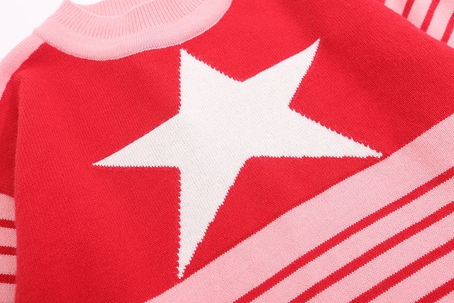 Y2K Star Stripes Sweater - fashionupstore1