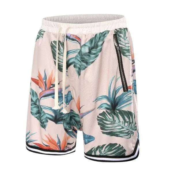 Sports Floral Shorts - Cream - fashionupstore1