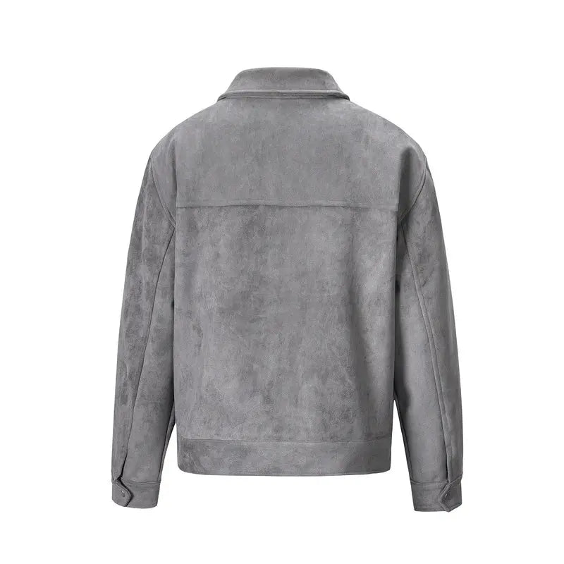 Suede Work Jacket - Grey - fashionupstore1