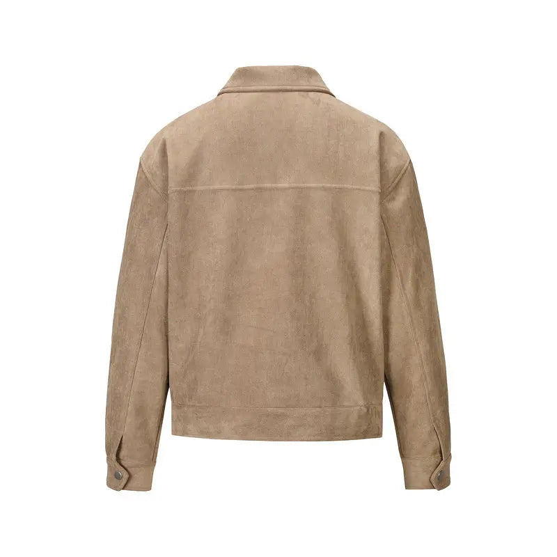 Suede Work Jacket - Tan - fashionupstore1