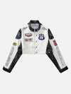 1984 Badge Short PU Leather Racing Jacket - 1631 - fashionupstore1