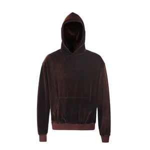 Velvet Suede Hoodie - Coffee - fashionupstore1