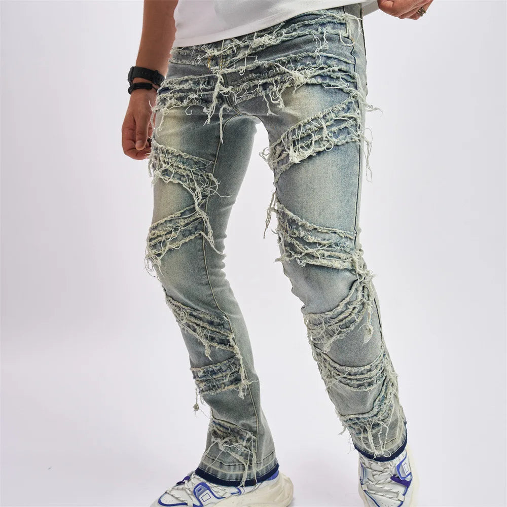 Fashionup Vintage Blue Patch Streetwear Jeans V14 - fashionupstore1