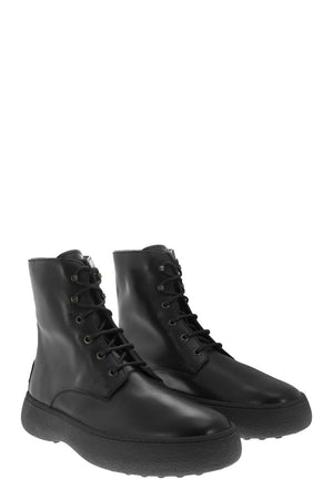 LEATHER LACE-UP BOOT - fashionupstore1