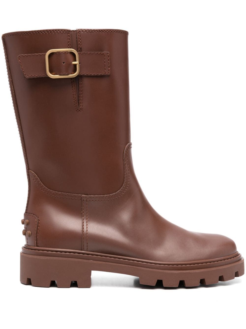 BUCKLE-DETAIL LEATHER BOOTS - fashionupstore1