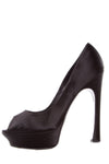 Yves Saint Laurent Black Satin Palais Platforms SZ 40.5 - fashionupstore1