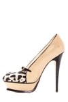 Yves Saint Laurent Tan Canvas Peep Toe Platforms SZ 38 - fashionupstore1