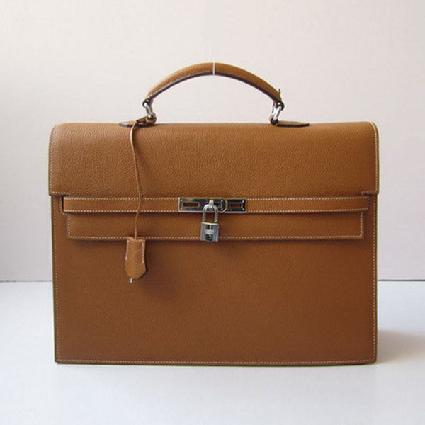 Hermes Briefcases H269 Briefcase Cow Leather Coffee Bag - fashionupstore1