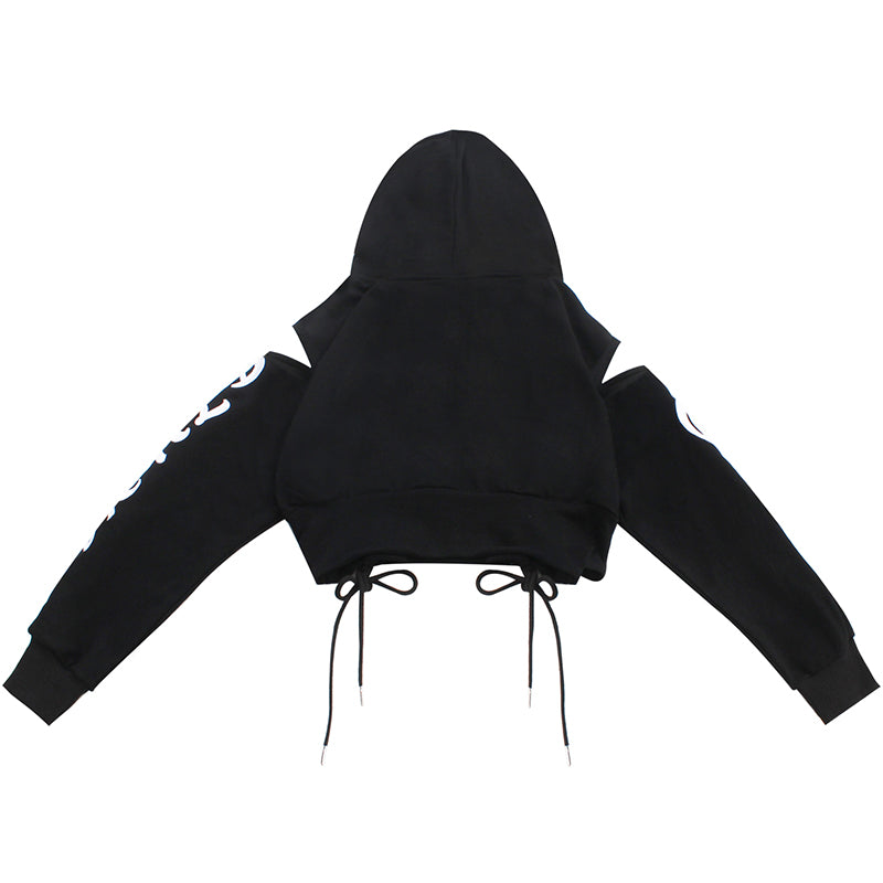 1984® Women Cut Out Shoulder Cropped Hoodie - 1984brand