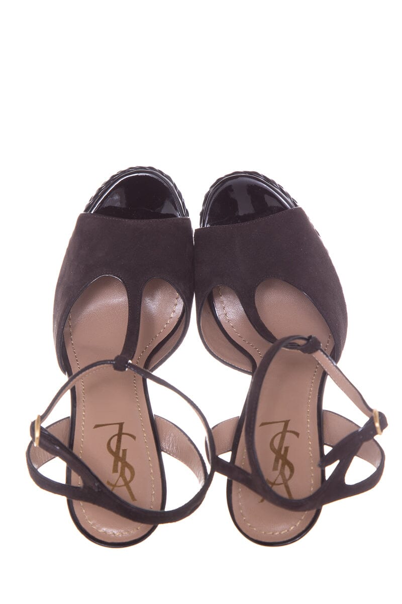 YSL Dark Brown Suede Platform Heels SZ 41 - fashionupstore1