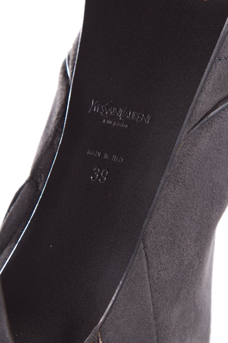 Yves Saint Laurent Grey Suede Knee-High Boots SZ 39 - fashionupstore1