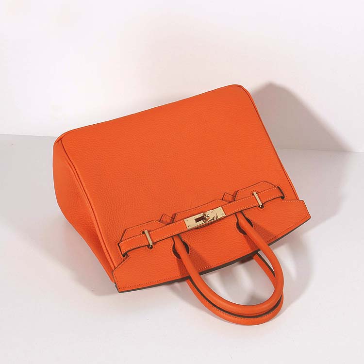 HMS 30cm Birkin Bag Togo Leather with Strap Orange Gold - fashionupstore1