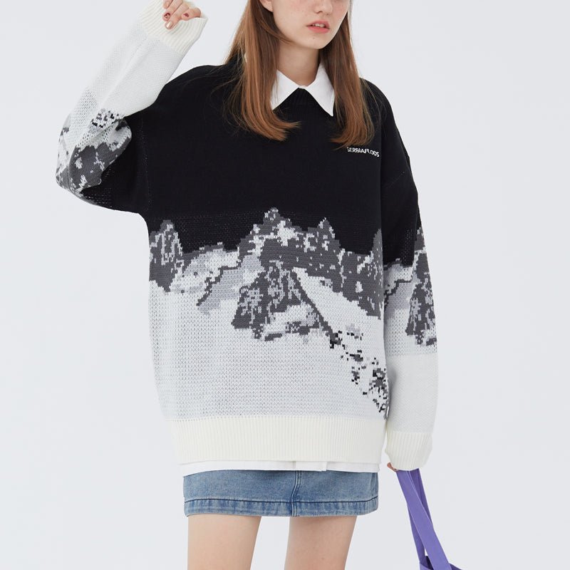 Casual Knit Sweater Snow Mountain - fashionupstore1