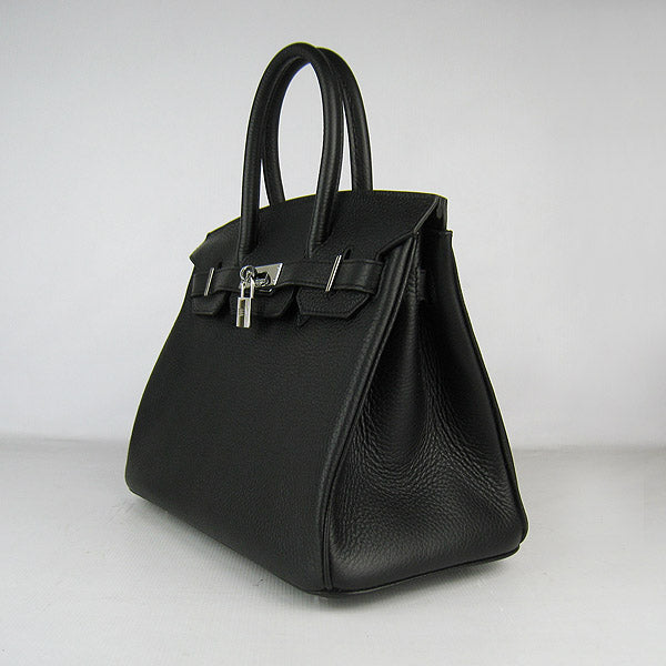 Hermes Birkin 30cm Togo Leather Handbags Black Silver - fashionupstore1