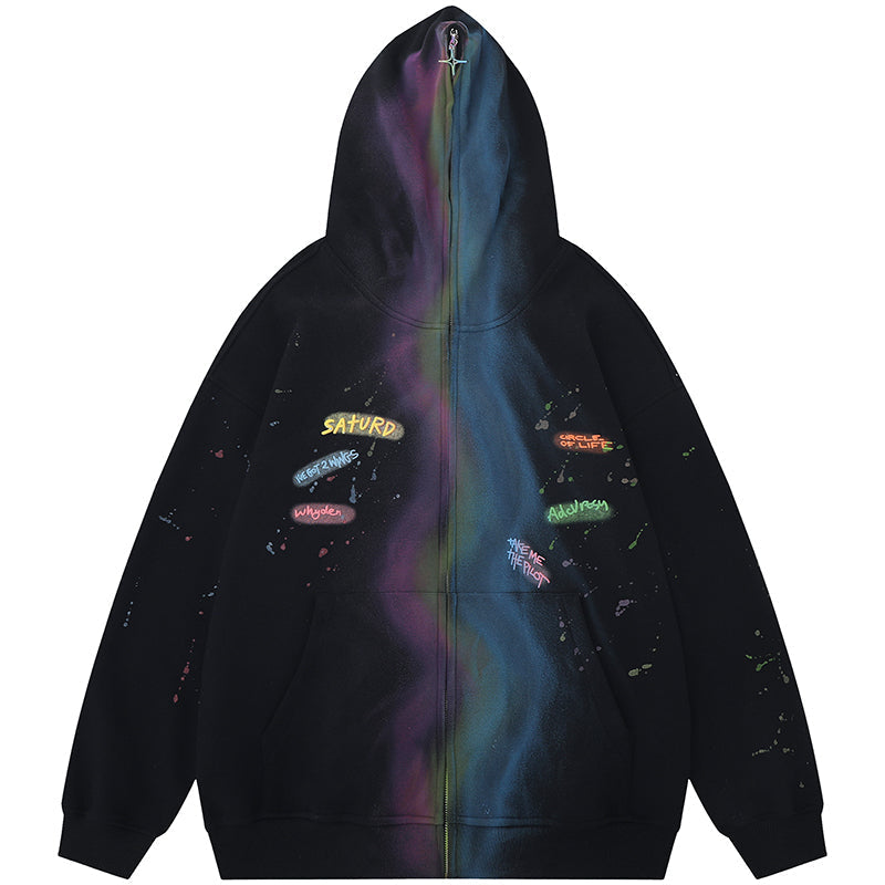 1984® Tie Dye Zipper Hoodie Colorful Graffiti - fashionupstore1