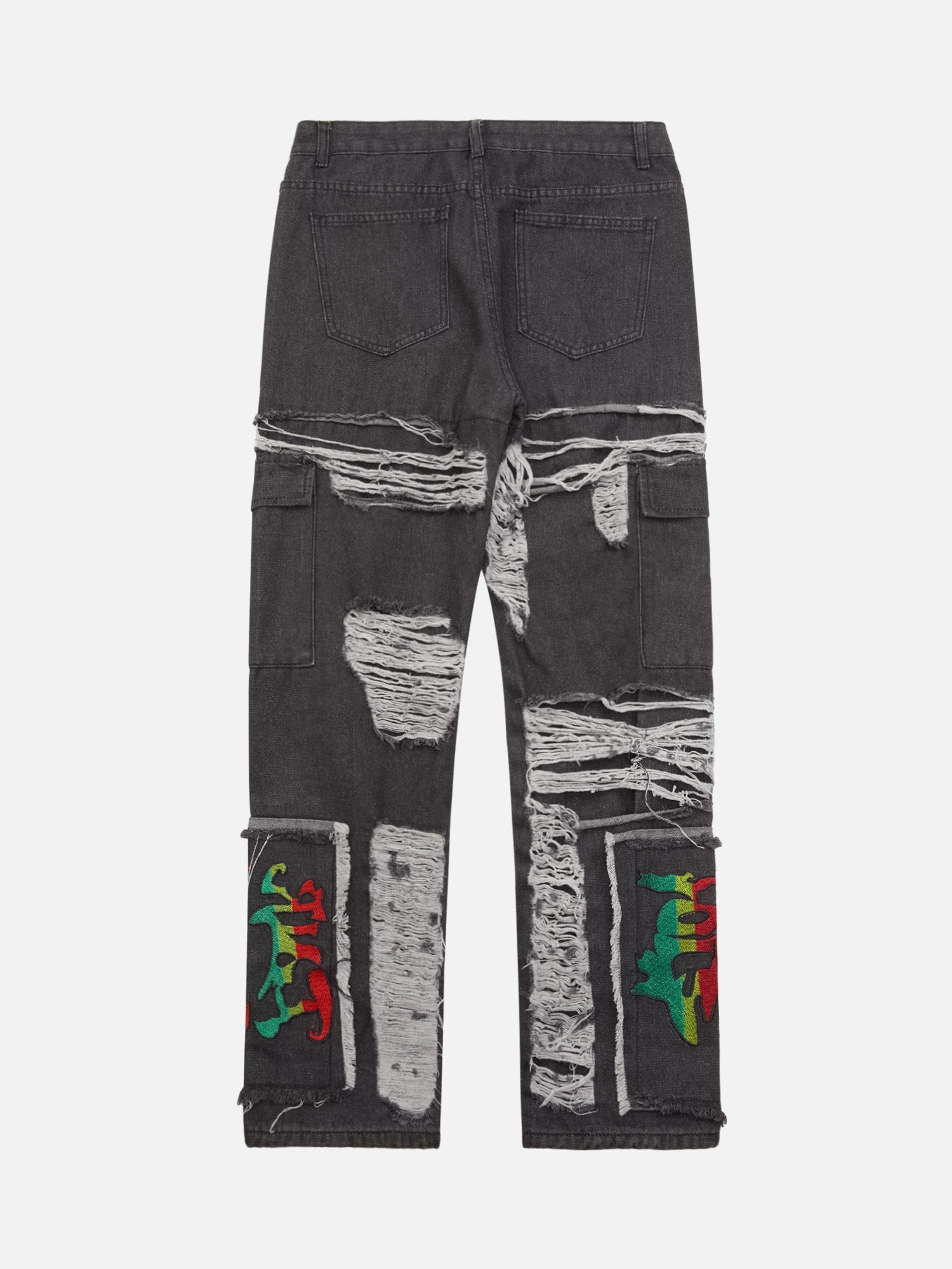 1984 Destruction Brushed Hip Hop Embroidered Jeans - fashionupstore1