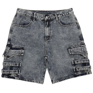 1984 Washed Denim Shorts Pocket Patch - fashionupstore1