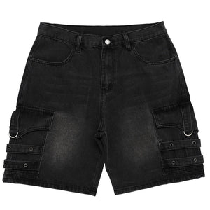 1984 Washed Denim Shorts Pocket Patch - fashionupstore1