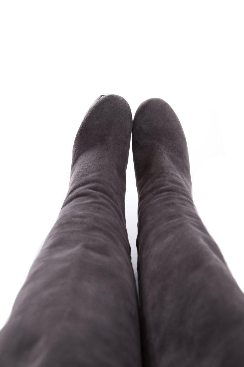 Yves Saint Laurent Grey Suede Knee-High Boots SZ 39 - fashionupstore1