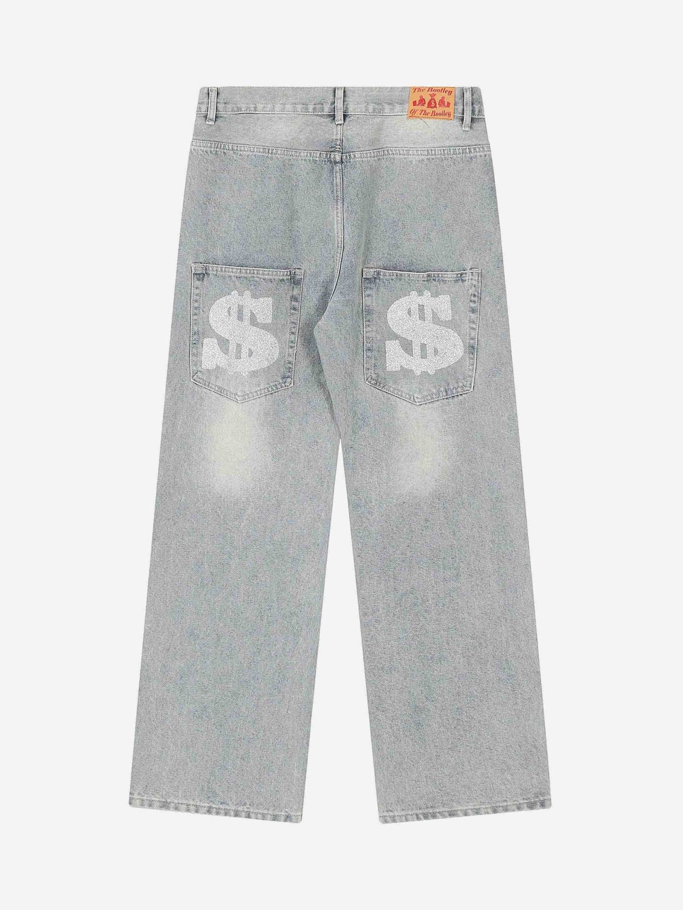 1984 Dark Letter Print Jeans - fashionupstore1