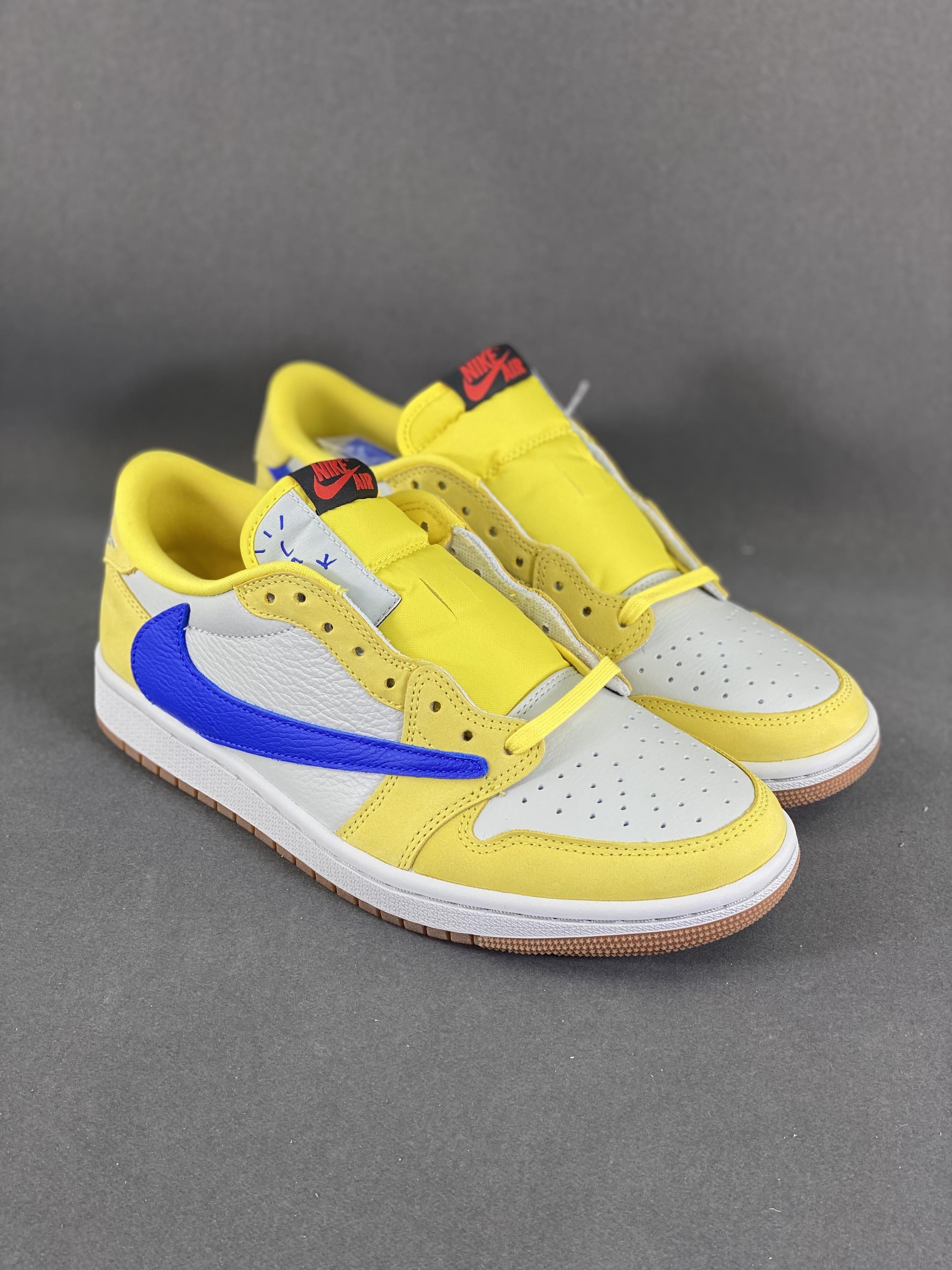 Custom Travis Scott x Air Jordan 1 Low “Canary” DZ4137-700 - fashionupstore1