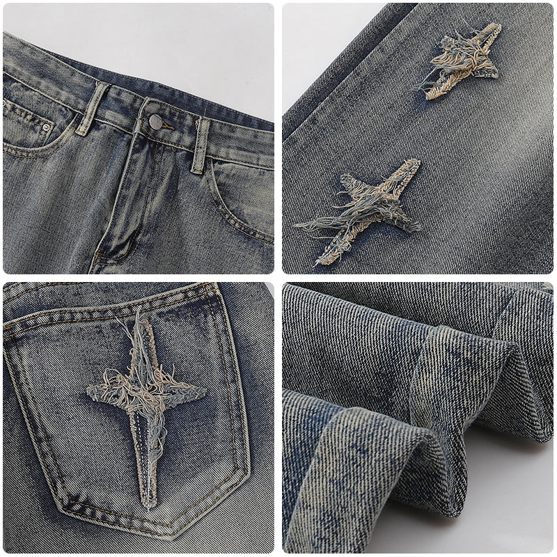 [Clearance] 1984 Straight Leg Jeans with Star XXL Size - 1984brand