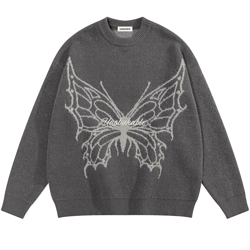 1984 Street Style Jacquard Sweater Butterfly - fashionupstore1