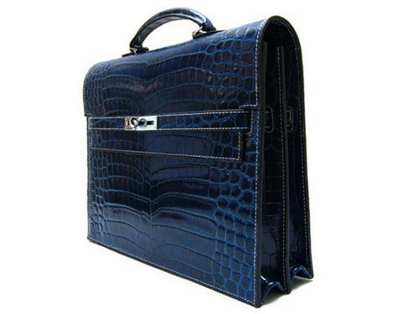 Hermes Briefcases H1053 Unisex Briefcase Blue Handbag - fashionupstore1