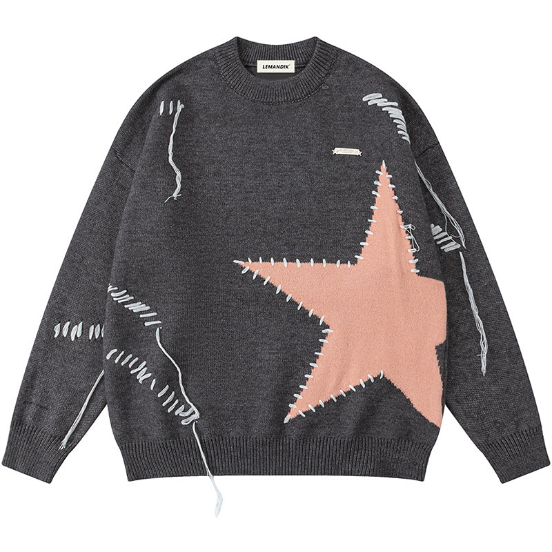 1984® Retro Star Sweater with Tassels - fashionupstore1