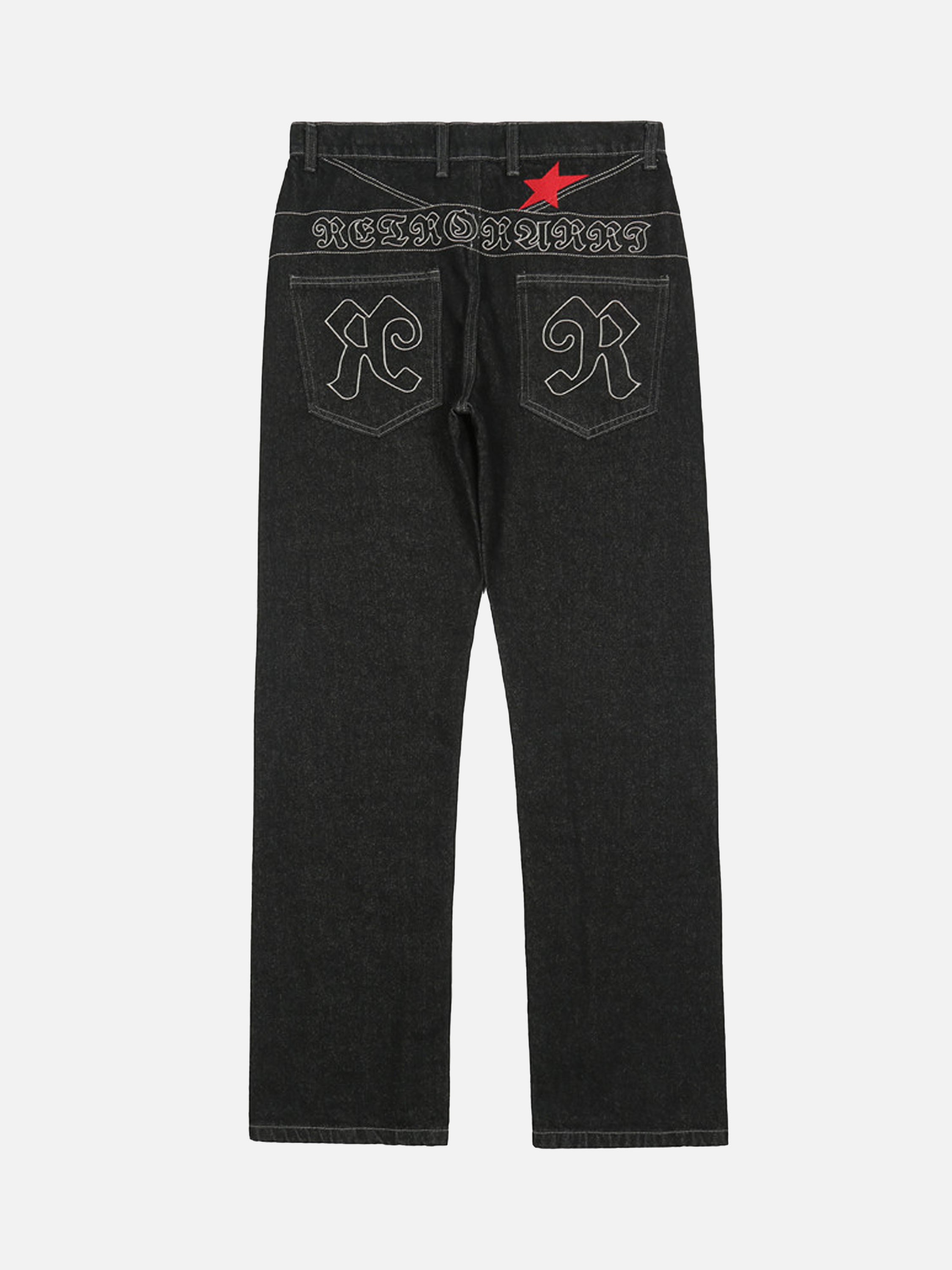 1984 American Letters Embroidered Straight Jeans -1571 - 1984brand