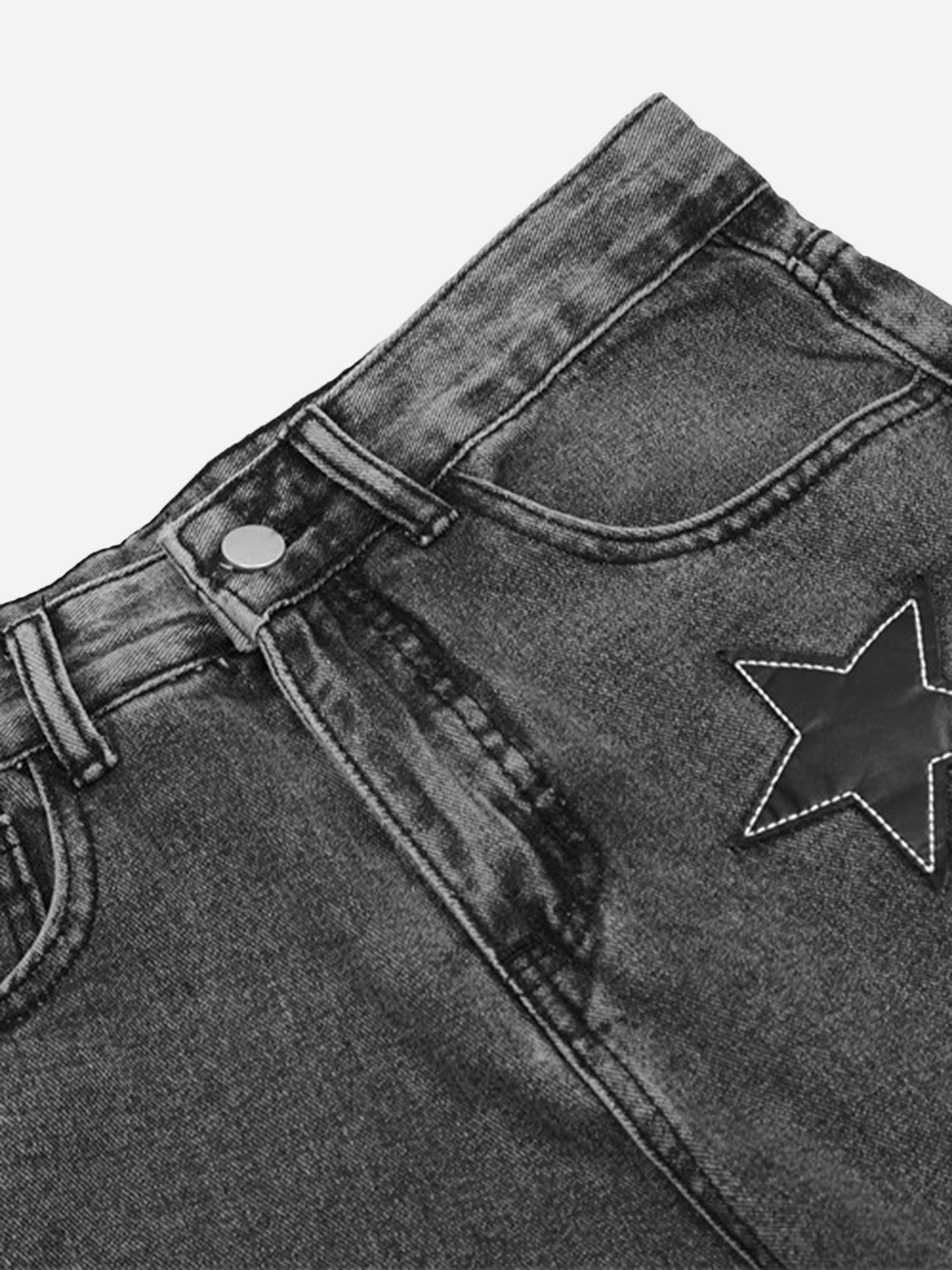 1984 American Vintage Five-pointed Star Patch Embroidered Jeans Loose Straight-legged Pants -1439 - 1984brand