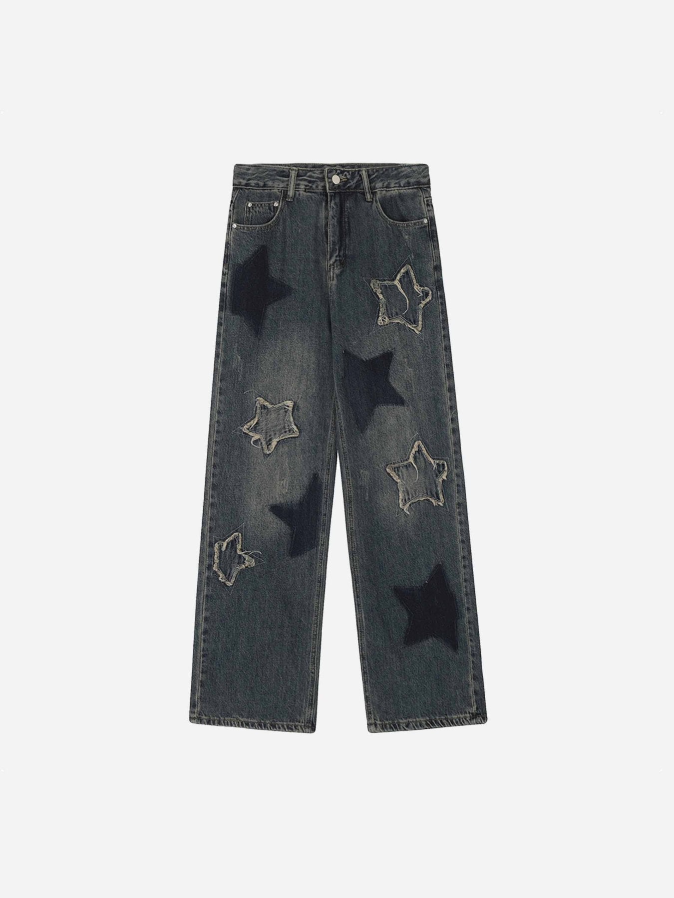 1984 Airbrushed Pentagram Applique Jeans - 1656 - fashionupstore1