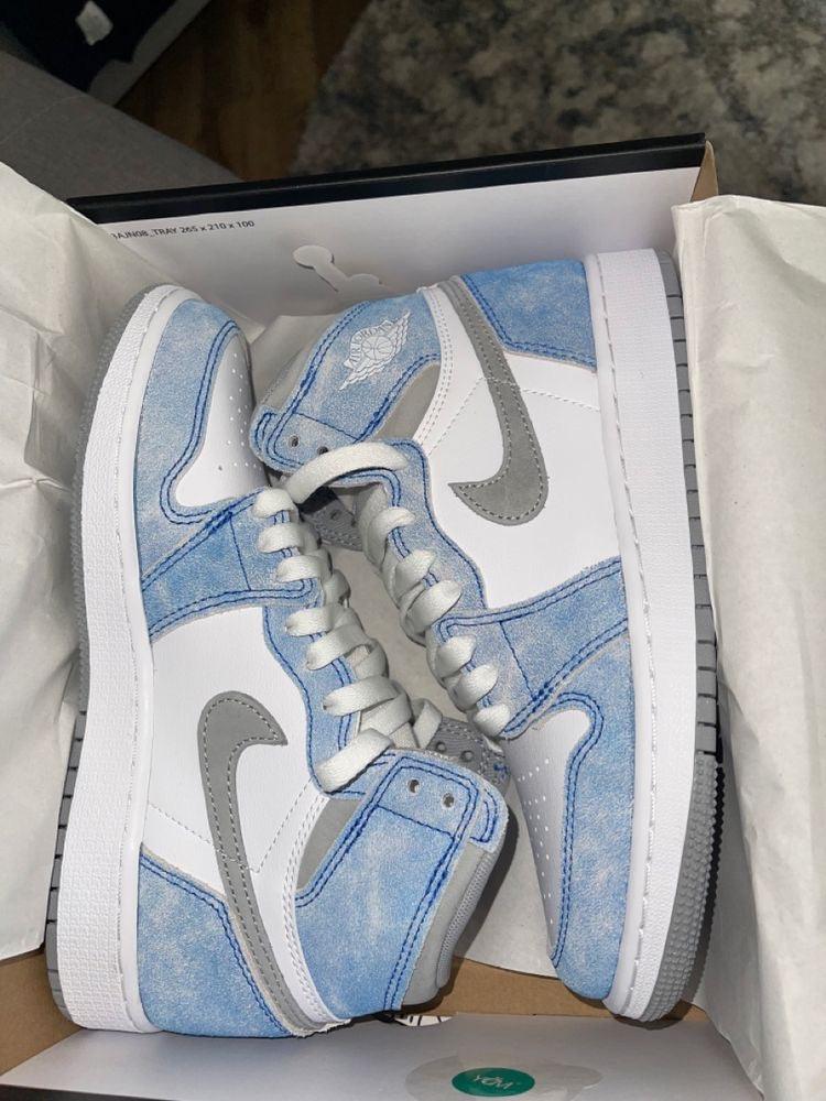 Custom Blue White Jordan 1 High Q ( Customs And Box ), Jordan 1 Sneakers Active sneakeronline